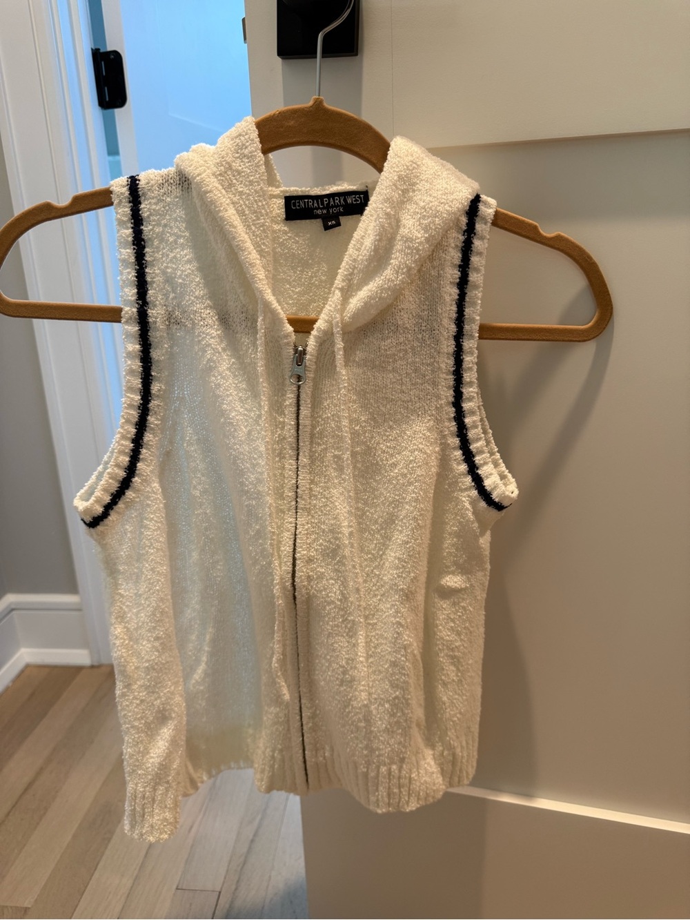 Central Park West Hooded Zip-Sleeveless Sweater